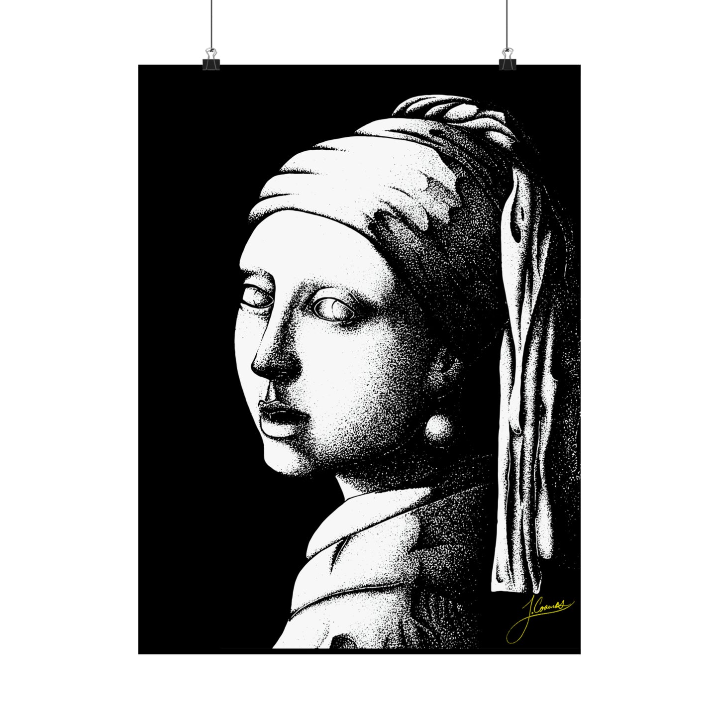 Girl With Pearl Earrings, Black & White