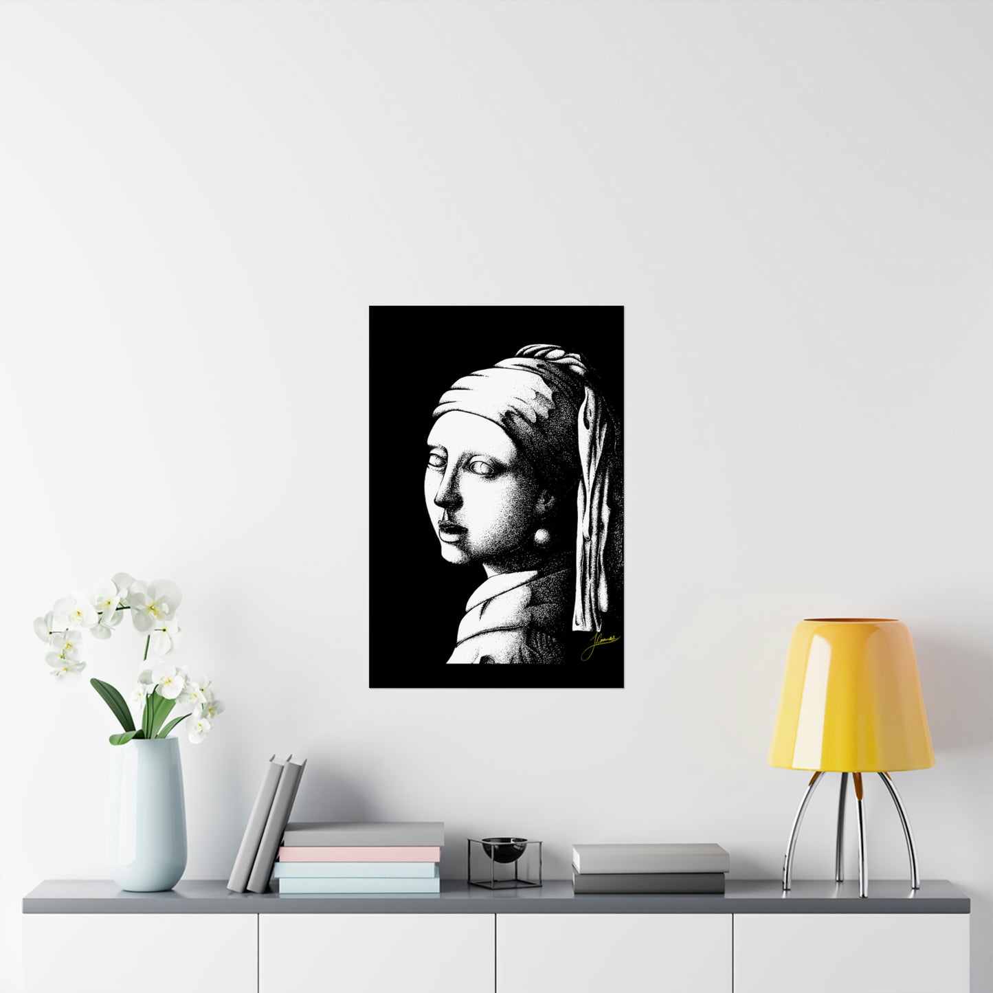 Girl With Pearl Earrings, Black & White